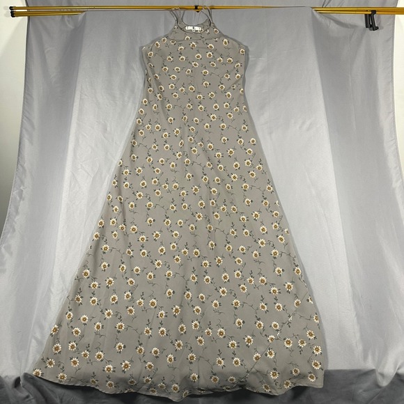 Rampage Dresses & Skirts - Rampage Vintage 90s Daisy Floral Halter Maxi Dress Grey Made in USA Small